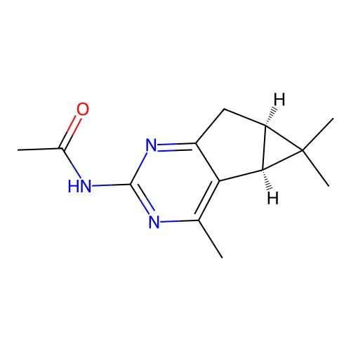 N-((4bS,5aR)-4,5,5-trimethyl-4b,5,5a,6-tetrahydrocyclopropa[3,4]cyclopenta[1,2-d]pyrimidin-2-yl)acetamide structure