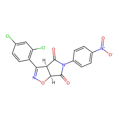 (3aR,6aS)-3-(2,4-dichlorophenyl)-5-(4-nitrophenyl)-3a,6a-dihydropyrrolo[3,4-d][1,2]oxazole-4,6-dione structure
