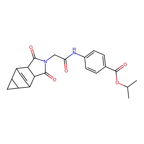 propan-2-yl 4-{[(1,3-dioxooctahydro-4,6-ethenocyclopropa[f]isoindol-2(1H)-yl)acetyl]amino}benzoate structure