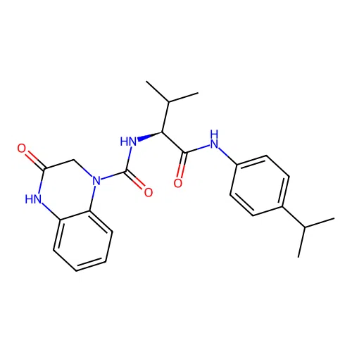 (S)-N-(1-((4-isopropylphenyl)amino)-3-methyl-1-oxobutan-2-yl)-3-oxo-3,4-dihydroquinoxaline-1(2H)-carboxamide structure