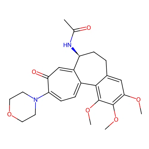 (S)-N-(1,2,3-trimethoxy-10-morpholino-9-oxo-5,6,7,9-tetrahydrobenzo[a]heptalen-7-yl)acetamide structure