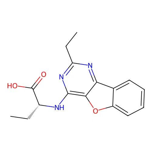 (R)-2-((2-ethylbenzofuro[3,2-d]pyrimidin-4-yl)amino)butanoic acid structure