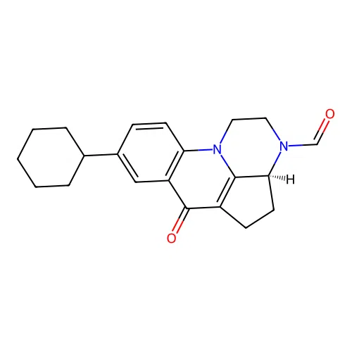(3aS)-8-cyclohexyl-6-oxo-1,2,3a,4,5,6-hexahydro-3H-3,10b-diazaacephenanthrylene-3-carbaldehyde structure