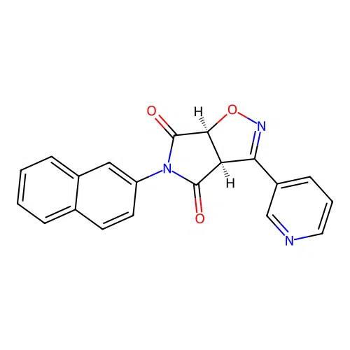 (3aR,6aS)-5-naphthalen-2-yl-3-pyridin-3-yl-3a,6a-dihydropyrrolo[3,4-d][1,2]oxazole-4,6-dione structure