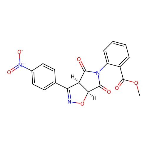 methyl 2-((3aR,6aS)-3-(4-nitrophenyl)-4,6-dioxo-6,6a-dihydro-3aH-pyrrolo[3,4-d]isoxazol-5(4H)-yl)benzoate structure