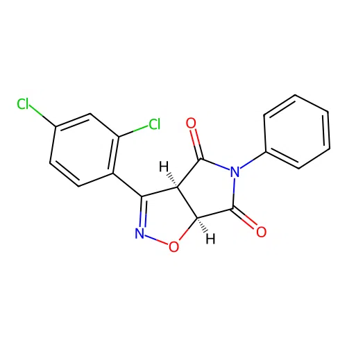 (3aR,6aS)-3-(2,4-dichlorophenyl)-5-phenyl-3aH-pyrrolo[3,4-d]isoxazole-4,6(5H,6aH)-dione structure