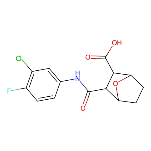 3-[(3-chloro-4-fluorophenyl)carbamoyl]-7-oxabicyclo[2.2.1]heptane-2-carboxylic acid structure