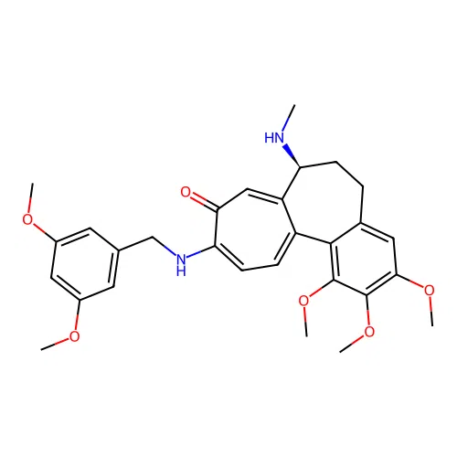 (7S)-10-[(3,5-dimethoxybenzyl)amino]-1,2,3-trimethoxy-7-(methylamino)-6,7-dihydrobenzo[a]heptalen-9(5H)-one structure