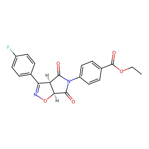 ethyl 4-((3aR,6aS)-3-(4-fluorophenyl)-4,6-dioxo-6,6a-dihydro-3aH-pyrrolo[3,4-d]isoxazol-5(4H)-yl)benzoate structure