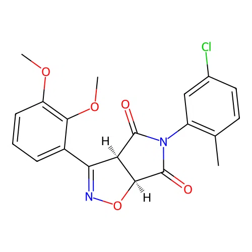 (3aR,6aS)-5-(5-chloro-2-methylphenyl)-3-(2,3-dimethoxyphenyl)-3aH-pyrrolo[3,4-d][1,2]oxazole-4,6(5H,6aH)-dione structure