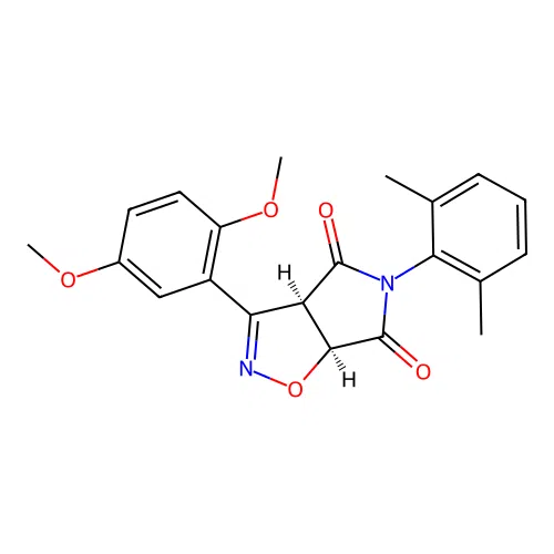 (3aR,6aS)-3-(2,5-dimethoxyphenyl)-5-(2,6-dimethylphenyl)-3a,6a-dihydropyrrolo[3,4-d][1,2]oxazole-4,6-dione structure
