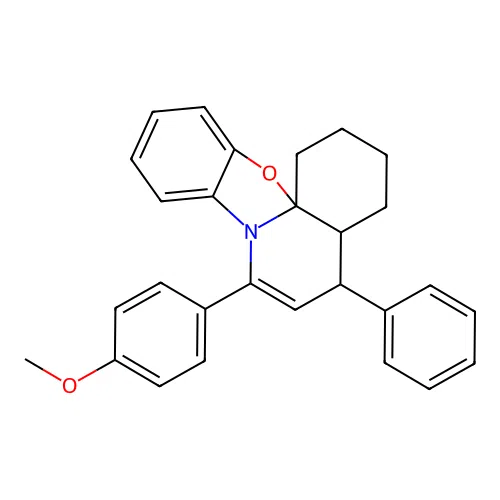 7-(4-methoxyphenyl)-5-phenyl-1,2,3,4,4a,5-hexahydro[1,3]benzoxazolo[2,3-j]quinoline structure