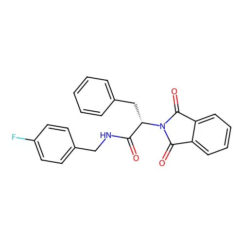 (2S)-2-(1,3-dioxoisoindol-2-yl)-N-[(4-fluorophenyl)methyl]-3-phenylpropanamide structure
