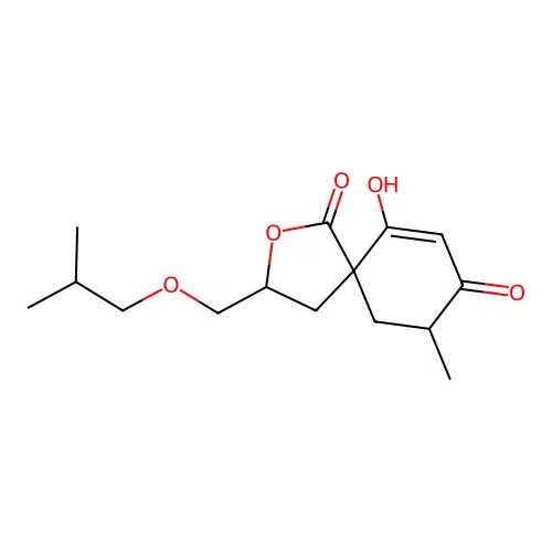6-Hydroxy-3-(isobutoxymethyl)-9-methyl-2-oxaspiro[4.5]dec-6-ene-1,8-dione structure