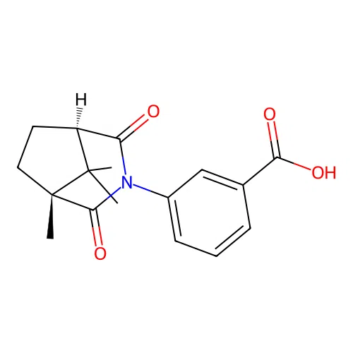3-((1R,5S)-1,8,8-trimethyl-2,4-dioxo-3-azabicyclo[3.2.1]octan-3-yl)benzoic acid structure