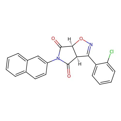 (3aR,6aS)-3-(2-chlorophenyl)-5-(naphthalen-2-yl)-3aH-pyrrolo[3,4-d]isoxazole-4,6(5H,6aH)-dione structure
