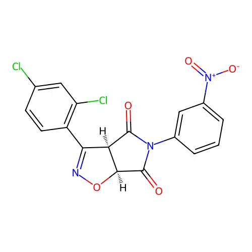(3aR,6aS)-3-(2,4-dichlorophenyl)-5-(3-nitrophenyl)-3a,6a-dihydropyrrolo[3,4-d][1,2]oxazole-4,6-dione structure