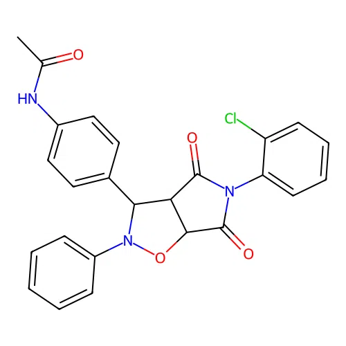 N-(4-(5-(2-chlorophenyl)-4,6-dioxo-2-phenylhexahydro-2H-pyrrolo[3,4-d]isoxazol-3-yl)phenyl)acetamide structure