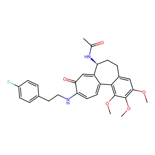 (S)-N-(10-((4-fluorophenethyl)amino)-1,2,3-trimethoxy-9-oxo-5,6,7,9-tetrahydrobenzo[a]heptalen-7-yl)acetamide structure