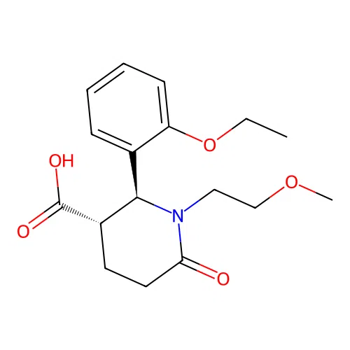 (2S,3S)-2-(2-ethoxyphenyl)-1-(2-methoxyethyl)-6-oxopiperidine-3-carboxylic acid structure