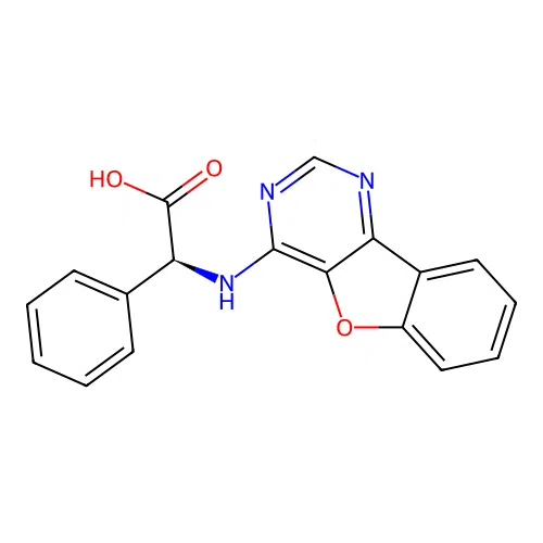 (S)-2-(benzofuro[3,2-d]pyrimidin-4-ylamino)-2-phenylacetic acid structure