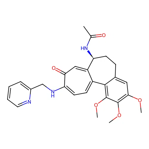 (S)-N-(1,2,3-trimethoxy-9-oxo-10-((pyridin-2-ylmethyl)amino)-5,6,7,9-tetrahydrobenzo[a]heptalen-7-yl)acetamide structure