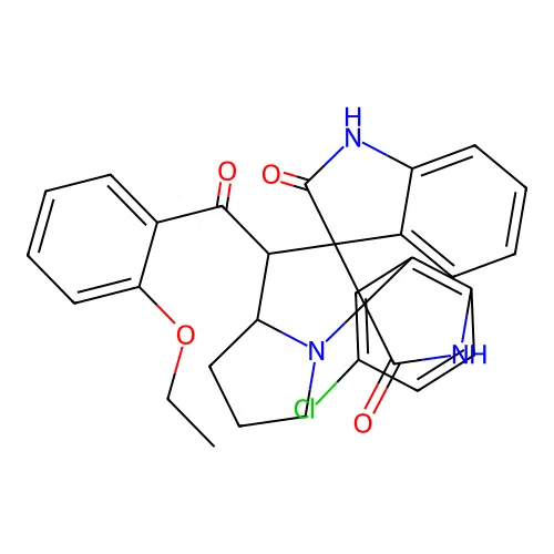 5''-chloro-1'-[(2-ethoxyphenyl)carbonyl]-1,1'',2,2'',5',6',7',7'a-octahydro-1'H-dispiro[indole-3,2'-pyrrolizine-3',3''-indole]-2,2''-dione structure