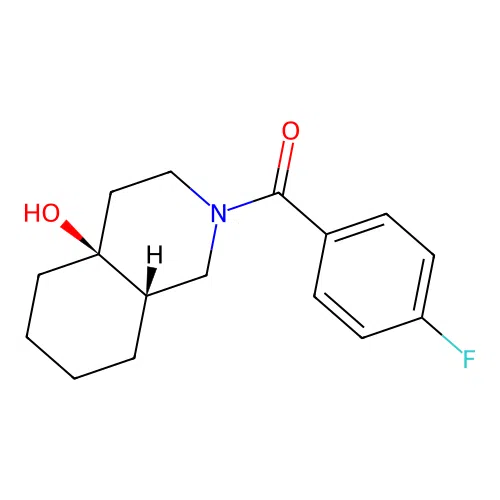 (4-fluorophenyl)((4aS,8aS)-4a-hydroxyoctahydroisoquinolin-2(1H)-yl)methanone structure