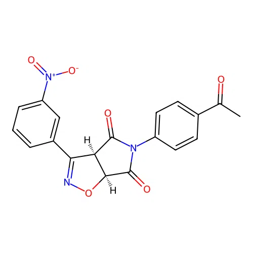 (3aR,6aS)-5-(4-acetylphenyl)-3-(3-nitrophenyl)-3a,6a-dihydropyrrolo[3,4-d][1,2]oxazole-4,6-dione structure