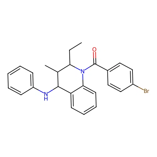 (4-anilino-2-ethyl-3-methyl-3,4-dihydro-2H-quinolin-1-yl)-(4-bromophenyl)methanone structure