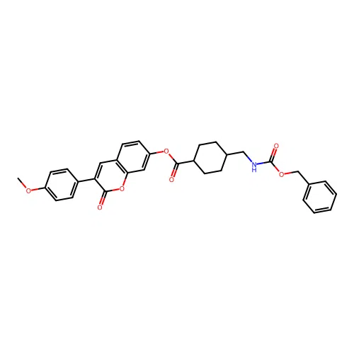 (1r,4r)-3-(4-methoxyphenyl)-2-oxo-2H-chromen-7-yl 4-((((benzyloxy)carbonyl)amino)methyl)cyclohexanecarboxylate structure