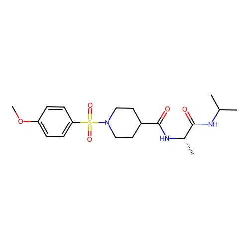 (S)-N-(1-(isopropylamino)-1-oxopropan-2-yl)-1-((4-methoxyphenyl)sulfonyl)piperidine-4-carboxamide structure