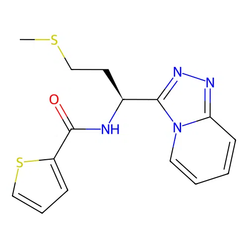 (S)-N-(1-([1,2,4]triazolo[4,3-a]pyridin-3-yl)-3-(methylthio)propyl)thiophene-2-carboxamide structure