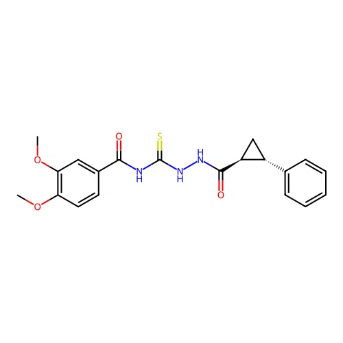 3,4-dimethoxy-N-[[[(1S,2S)-2-phenylcyclopropanecarbonyl]amino]carbamothioyl]benzamide structure