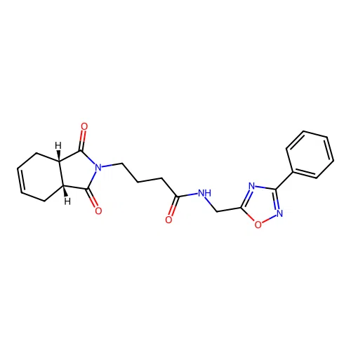 4-((3aR,7aS)-1,3-dioxo-3a,4,7,7a-tetrahydro-1H-isoindol-2(3H)-yl)-N-((3-phenyl-1,2,4-oxadiazol-5-yl)methyl)butanamide structure
