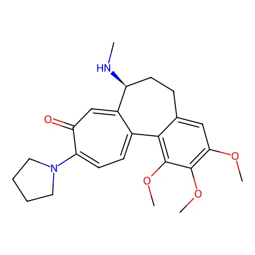 (7S)-1,2,3-trimethoxy-7-(methylamino)-10-(pyrrolidin-1-yl)-6,7-dihydrobenzo[a]heptalen-9(5H)-one structure