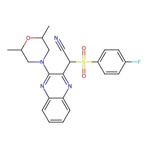 [3-(2,6-dimethylmorpholin-4-yl)quinoxalin-2-yl][(4-fluorophenyl)sulfonyl]acetonitrile structure