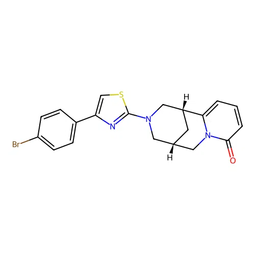 (1R,5R)-3-(4-(4-bromophenyl)thiazol-2-yl)-3,4,5,6-tetrahydro-1H-1,5-methanopyrido[1,2-a][1,5]diazocin-8(2H)-one structure