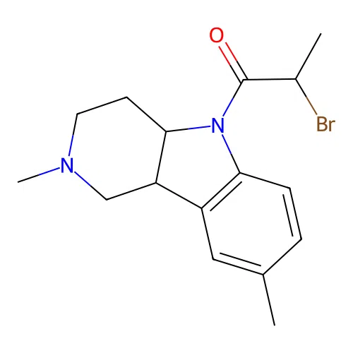 2-bromo-1-(2,8-dimethyl-3,4,4a,9b-tetrahydro-1H-pyrido[4,3-b]indol-5-yl)propan-1-one structure
