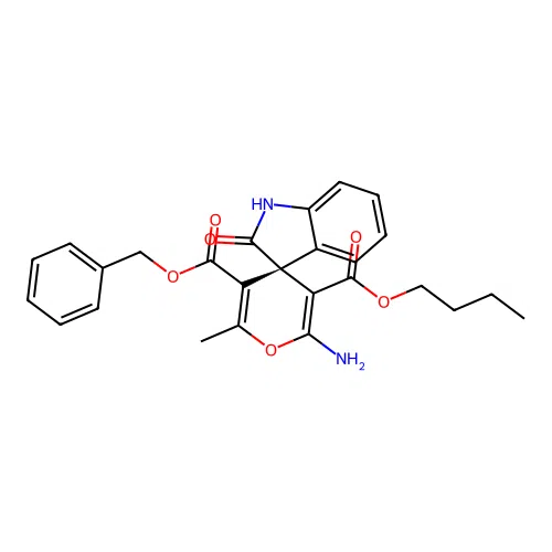 (S)-5'-benzyl 3'-butyl 2'-amino-6'-methyl-2-oxospiro[indoline-3,4'-pyran]-3',5'-dicarboxylate structure