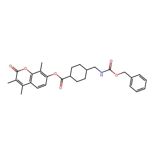 (1r,4r)-3,4,8-trimethyl-2-oxo-2H-chromen-7-yl 4-((((benzyloxy)carbonyl)amino)methyl)cyclohexanecarboxylate structure