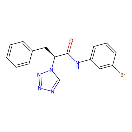 (2S)-N-(3-bromophenyl)-3-phenyl-2-(1H-tetrazol-1-yl)propanamide structure