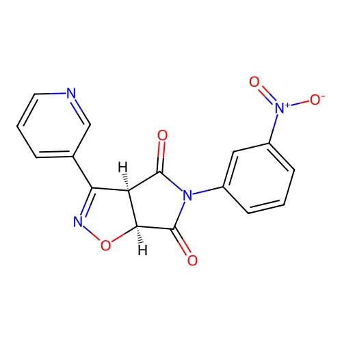 (3aR,6aS)-5-(3-nitrophenyl)-3-(pyridin-3-yl)-3aH-pyrrolo[3,4-d][1,2]oxazole-4,6(5H,6aH)-dione structure