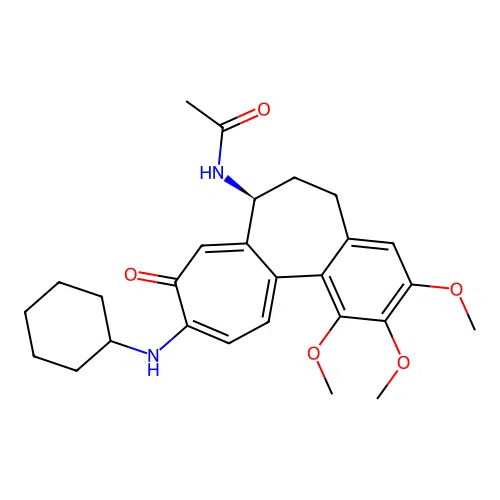 (S)-N-(10-(cyclohexylamino)-1,2,3-trimethoxy-9-oxo-5,6,7,9-tetrahydrobenzo[a]heptalen-7-yl)acetamide structure
