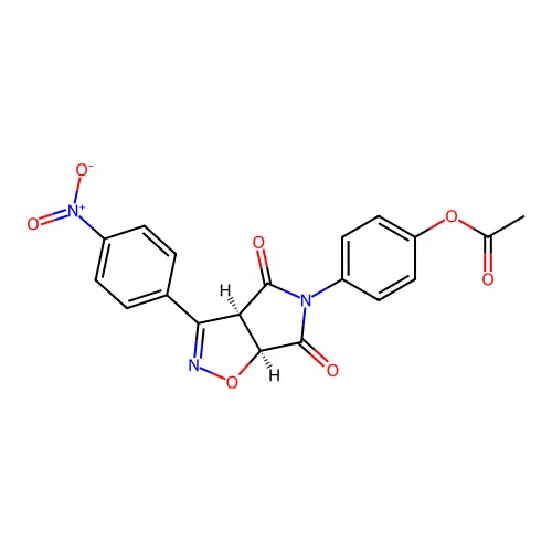 [4-[(3aR,6aS)-3-(4-nitrophenyl)-4,6-dioxo-3a,6a-dihydropyrrolo[3,4-d][1,2]oxazol-5-yl]phenyl] acetate structure