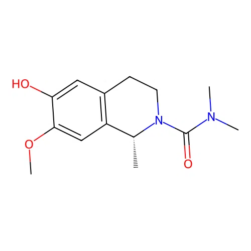 (1R)-6-hydroxy-7-methoxy-N,N,1-trimethyl-3,4-dihydro-1H-isoquinoline-2-carboxamide structure