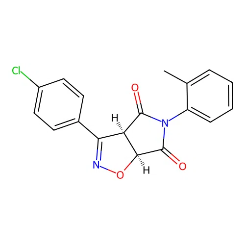 (3aR,6aS)-3-(4-chlorophenyl)-5-(o-tolyl)-3aH-pyrrolo[3,4-d]isoxazole-4,6(5H,6aH)-dione structure