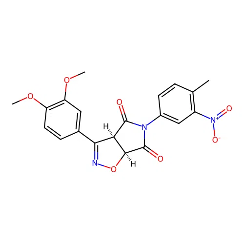 (3aR,6aS)-3-(3,4-dimethoxyphenyl)-5-(4-methyl-3-nitrophenyl)-3a,6a-dihydropyrrolo[3,4-d][1,2]oxazole-4,6-dione structure