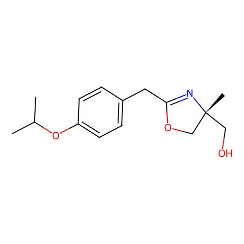 (R)-(2-(4-isopropoxybenzyl)-4-methyl-4,5-dihydrooxazol-4-yl)methanol structure