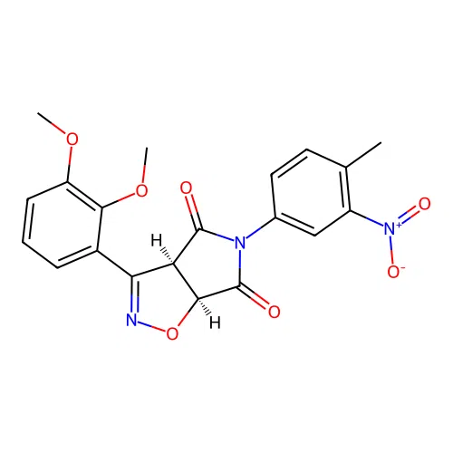 (3aR,6aS)-3-(2,3-dimethoxyphenyl)-5-(4-methyl-3-nitrophenyl)-3a,6a-dihydropyrrolo[3,4-d][1,2]oxazole-4,6-dione structure